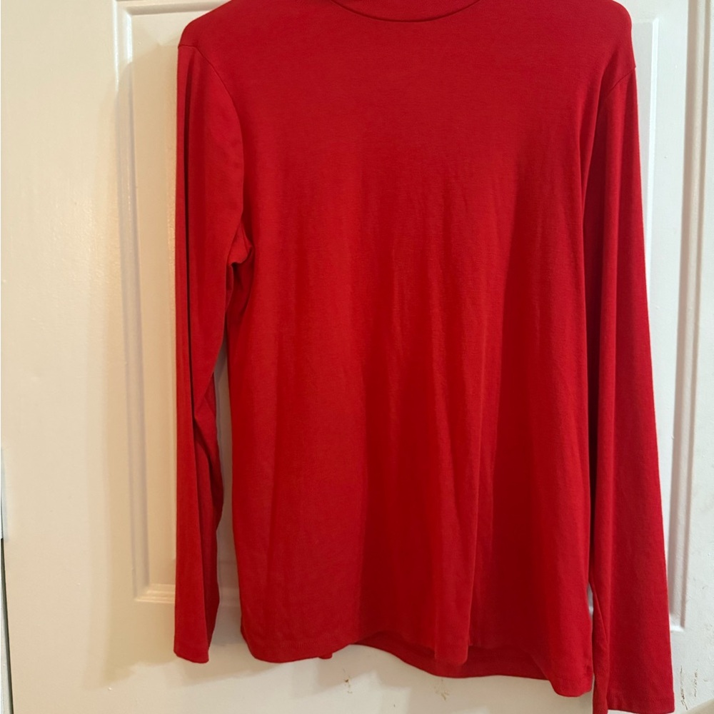 Vibrant Red Turtle Neck Top